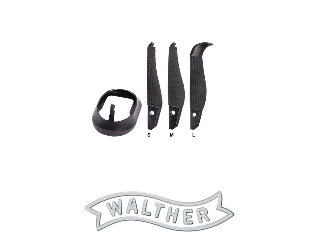 Walther Magwell PDP Poly Full Size 3 Backstraps S/M/L (Back open for Magwell). The set can only be used in combination with extended Aluminium base magazine (Suits PDP Full Size)