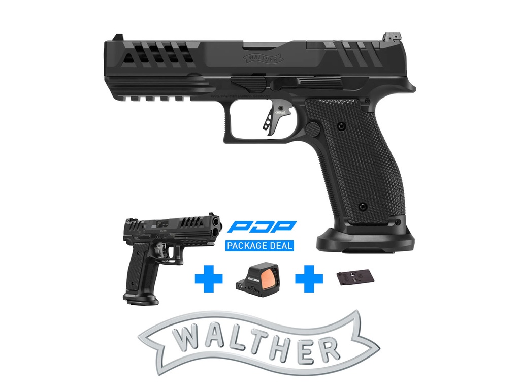 Walther PDP Fullsize Steel Frame Match 5.0" with Holosun HE507 Comp Green & Mounting Plate *KIT*