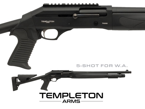 [TA-5T1000TAC20-AS] Templeton Arms T1000 Tactical - Adj. Stock (5+1, 20", Black, Right Hand)